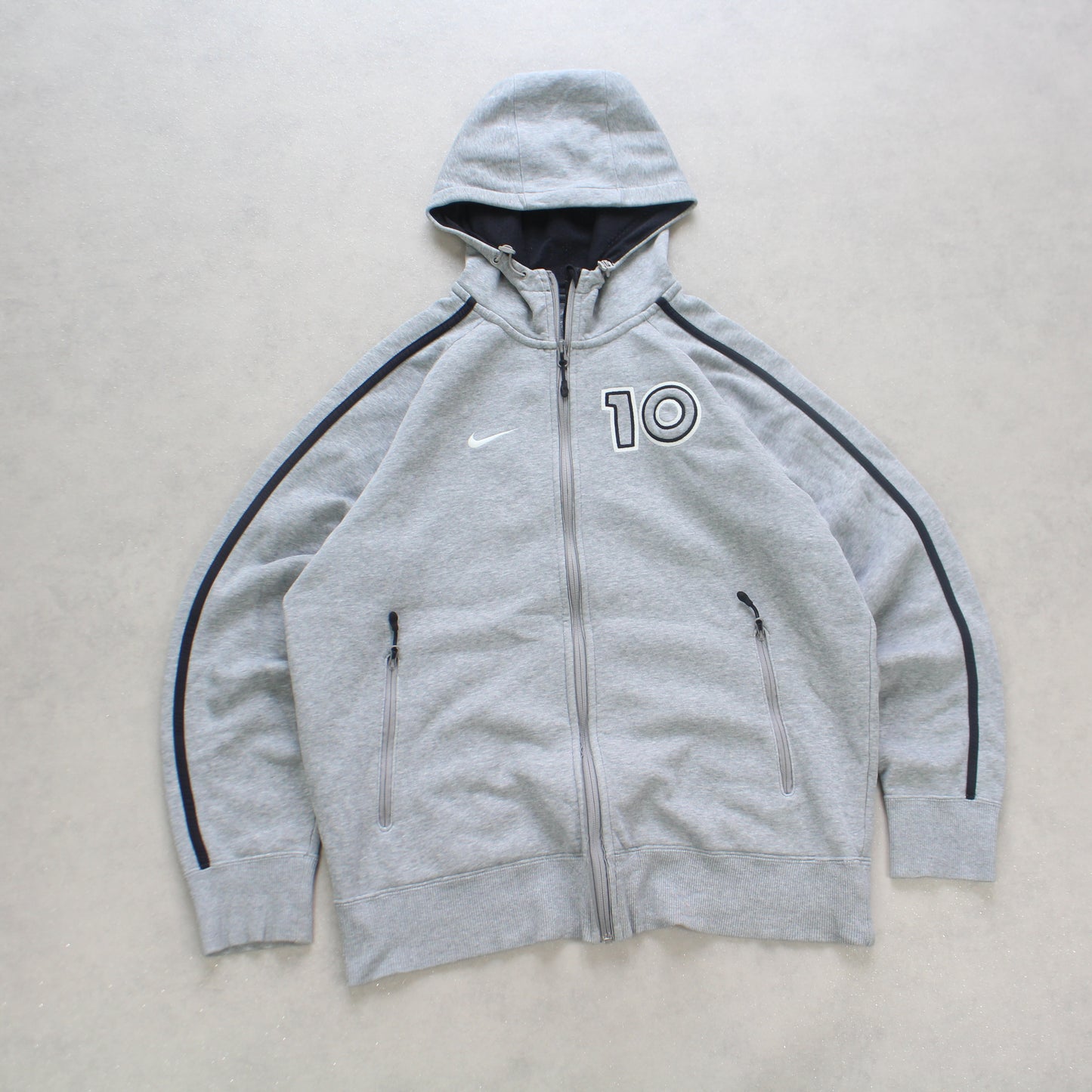 SUPER RARE 2000s Nike Zip Up Hoodie Grey - (M)