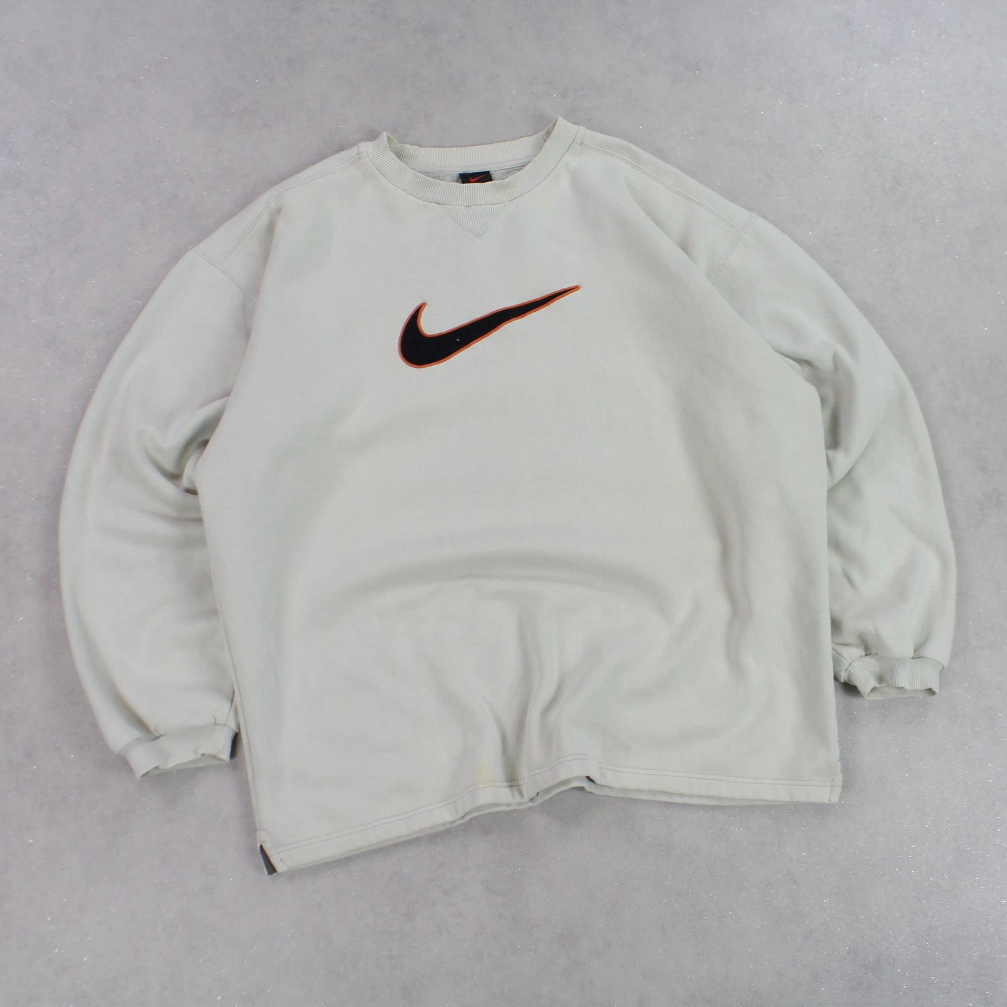 RARE 1990s Nike Swoosh Sweatshirt Cream - (XL)