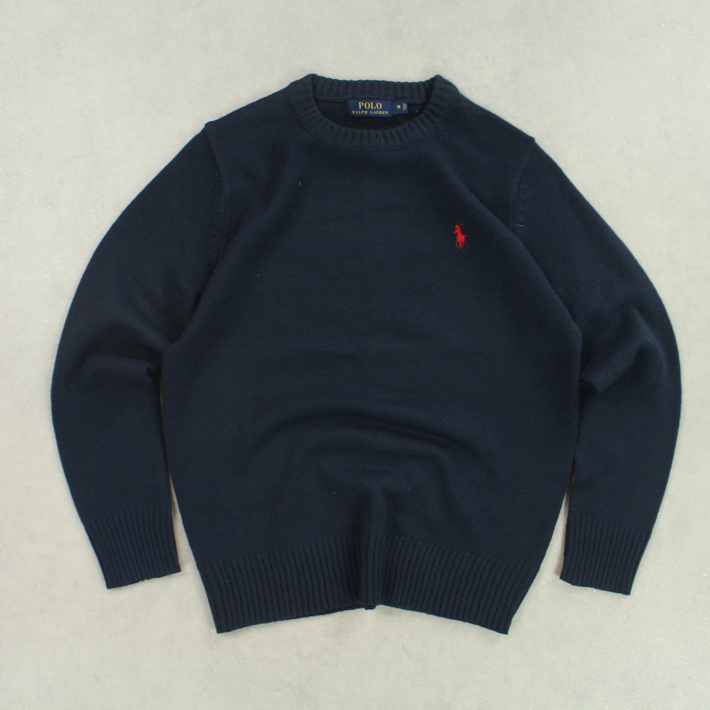 SELTENER Ralph Lauren Strickpullover aus den 1990ern, Marineblau – (S)