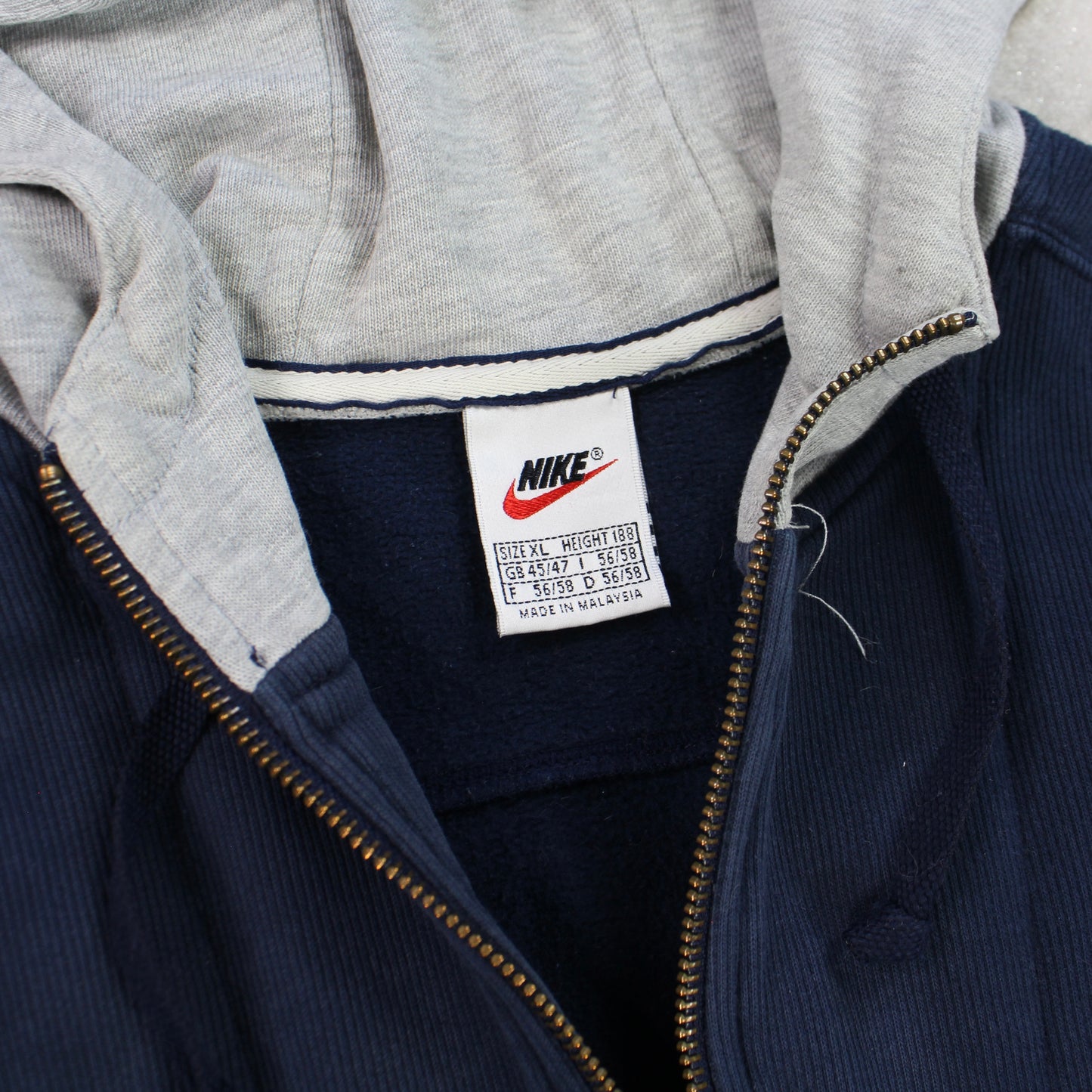 RARE 90s Nike Zip Hoodie Navy - (L)