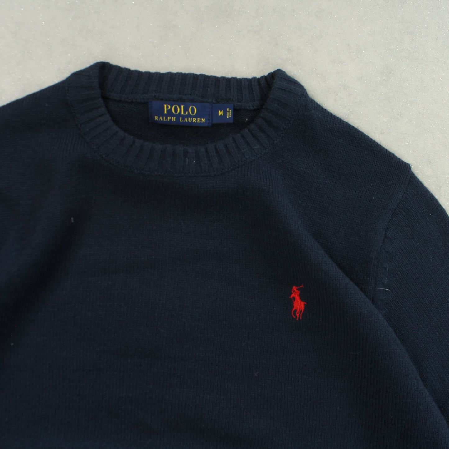 SELTENER Ralph Lauren Strickpullover aus den 1990ern, Marineblau – (S)