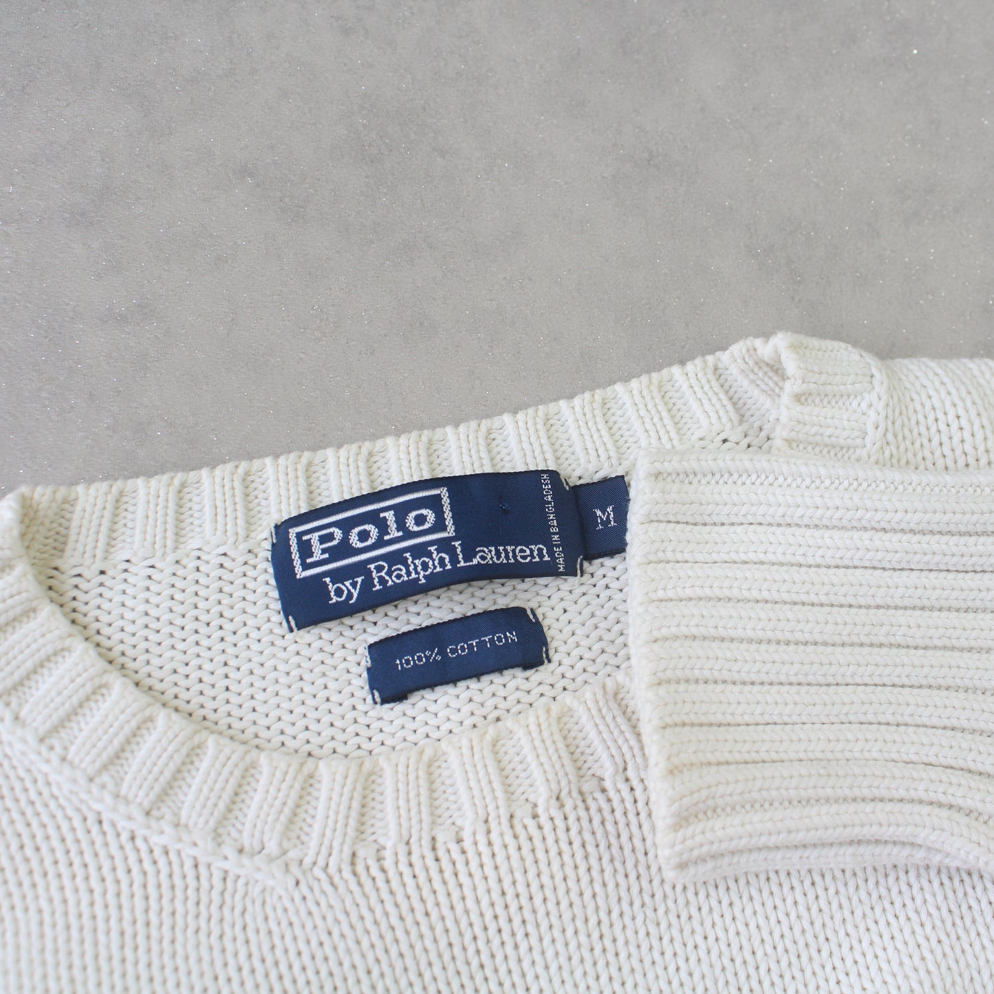 SELTENER Ralph Lauren Pullover aus den 1990ern, Creme – (M)