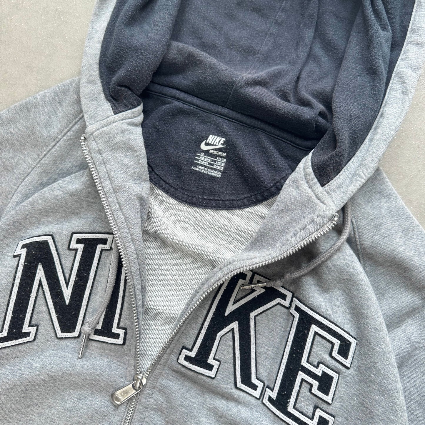 SUPER RARE 2000s Nike Zip Up Hoodie Grey - (M)