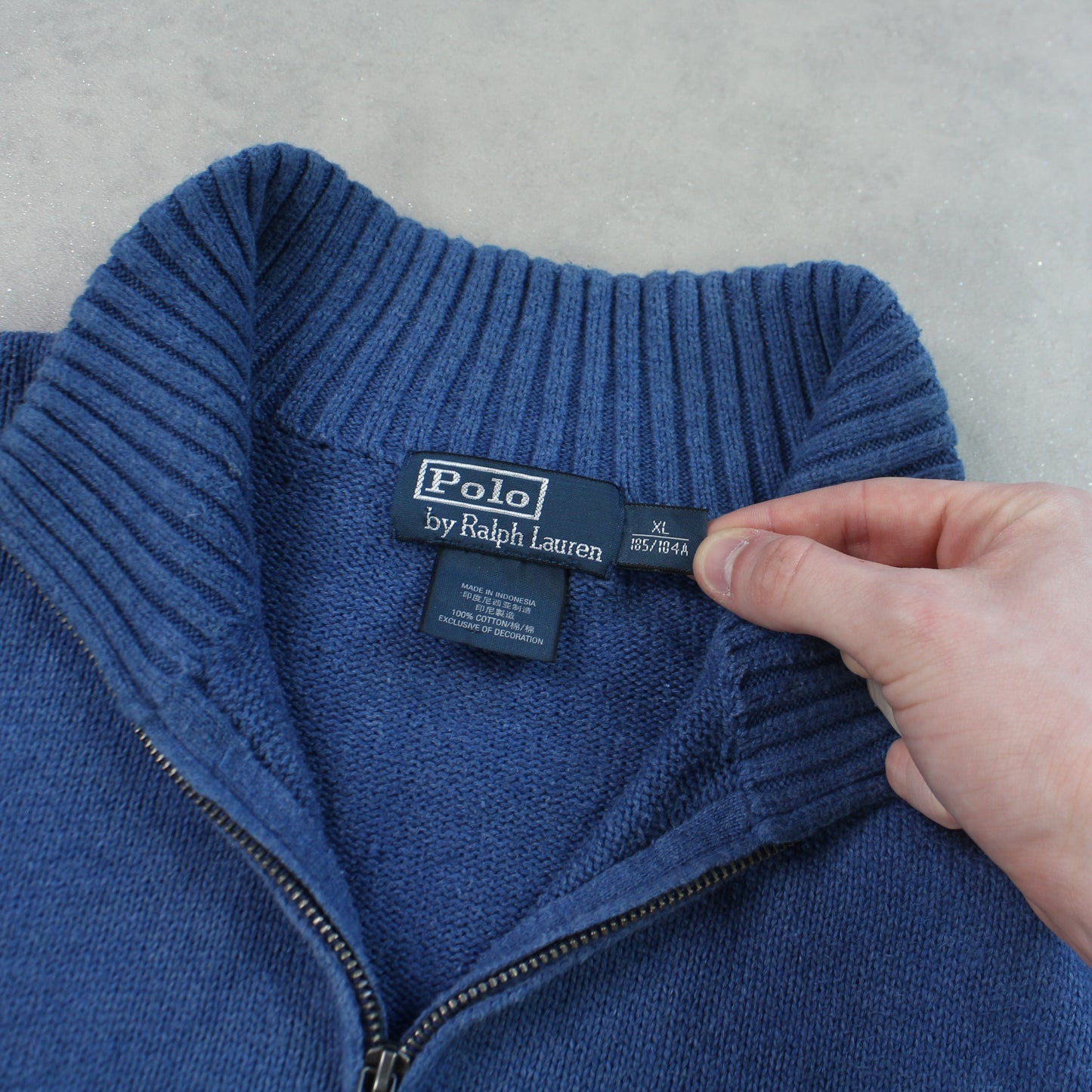 2000s Ralph Lauren 1/4 Zip Jumper Blue - (XL)
