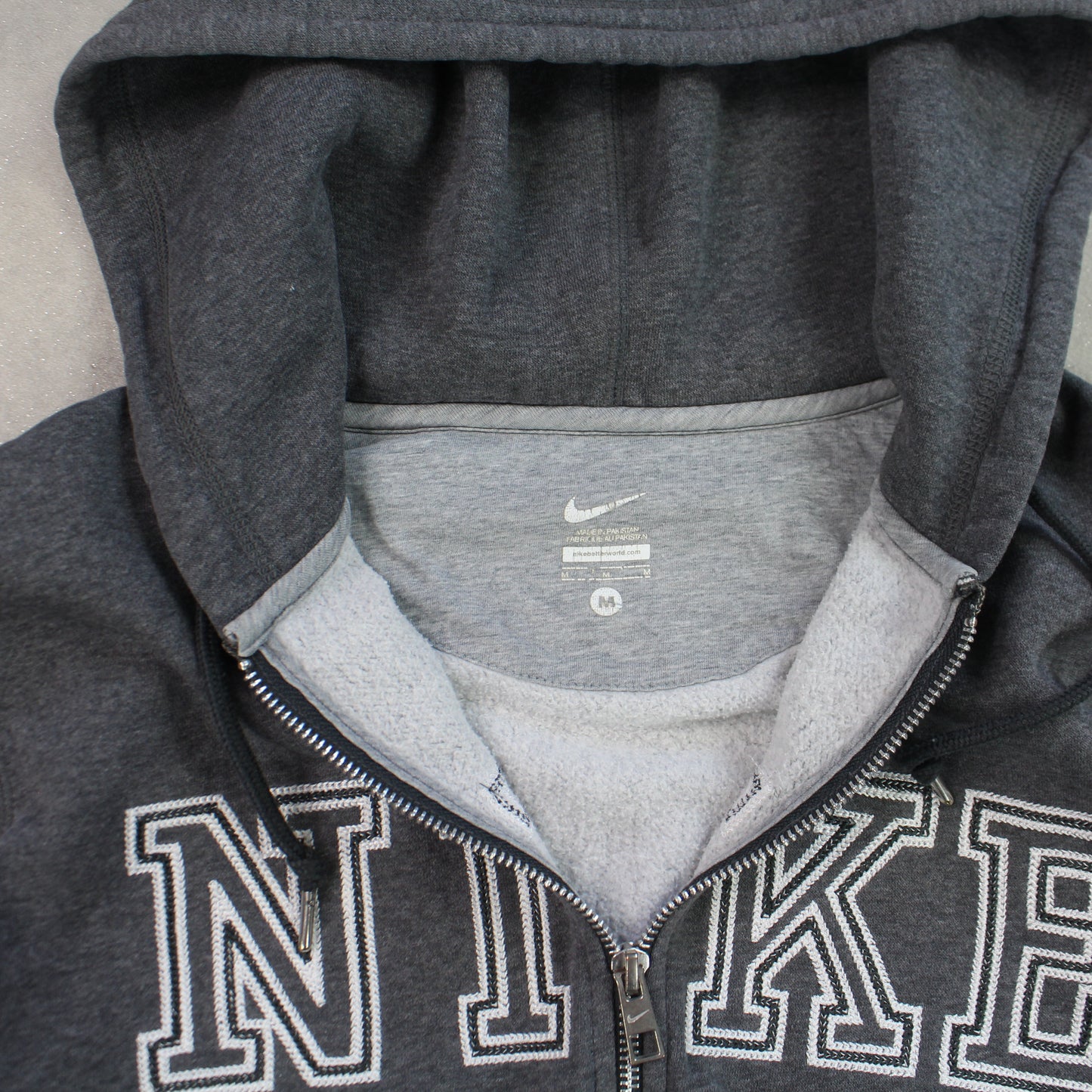 RARE 2000s Nike Zip Up Hoodie Grey - (M)