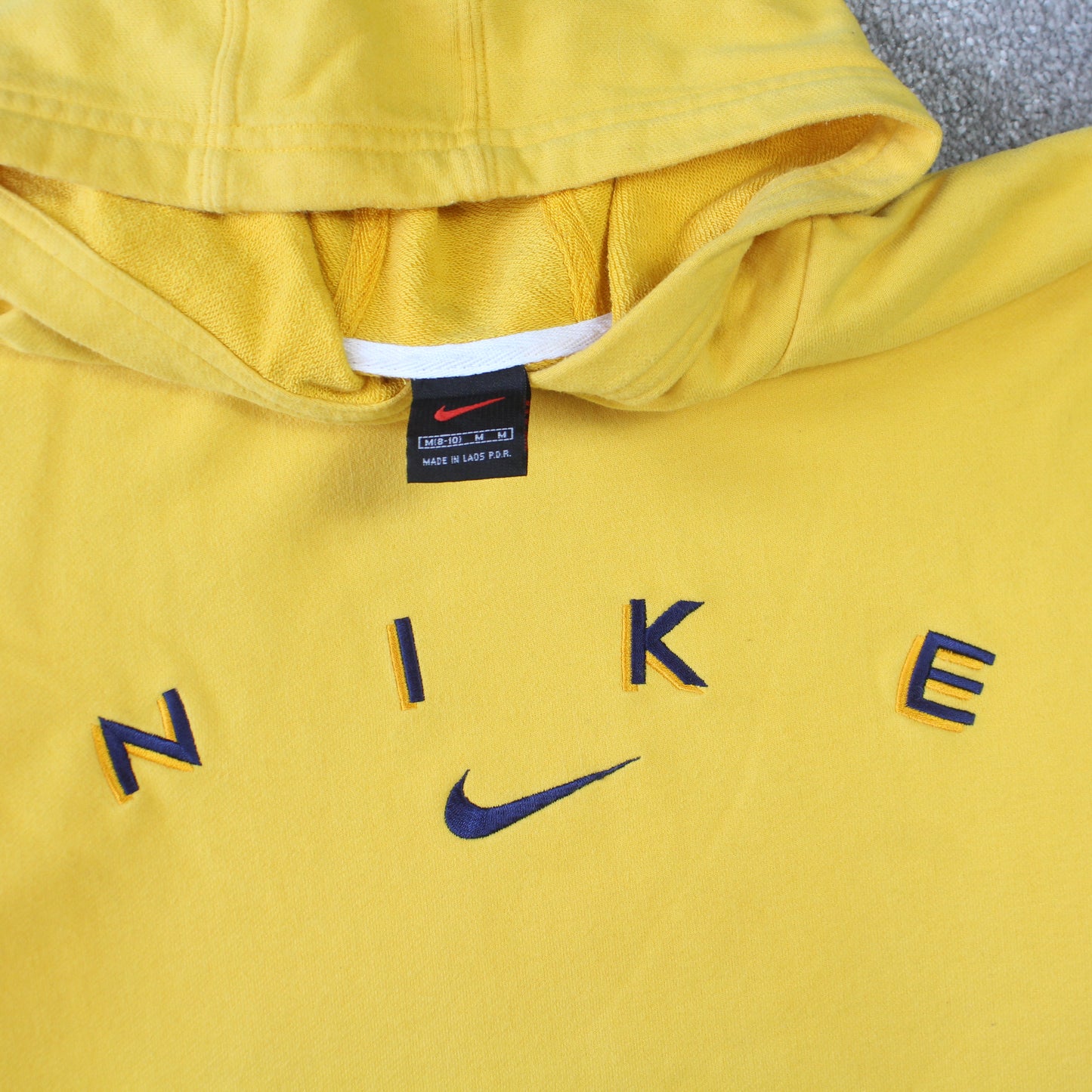 RARE 1990s Nike Spell Out Hoodie Yellow - (S)