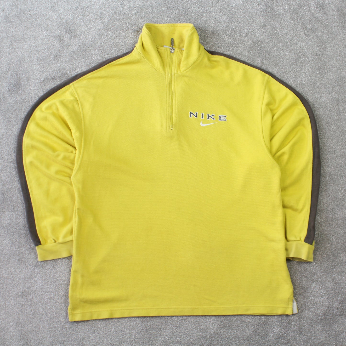 SELTENES Nike-Sweatshirt mit 1/4-Reißverschluss aus den 1990ern, Gelb – (XL)