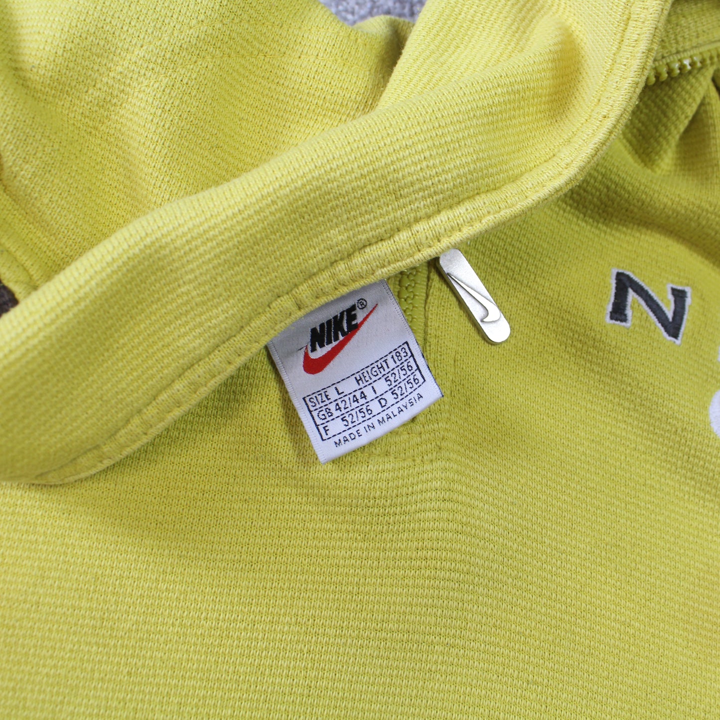 SELTENES Nike-Sweatshirt mit 1/4-Reißverschluss aus den 1990ern, Gelb – (XL)