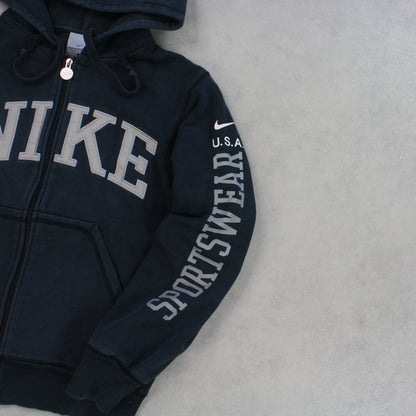 RARE 00s Nike Zip Up Hoodie Black - (S)