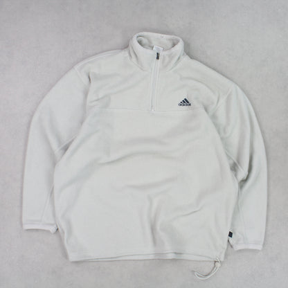 RARE Vintage 1990s Adidas 1/4 Zip Fleece Cream - (XL)