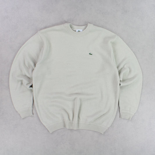 RARE 90s Lacoste Knitted Jumper Cream - (M)