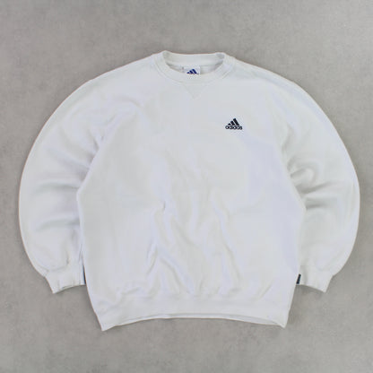 RARE 90s Adidas Sweatshirt White - (L)