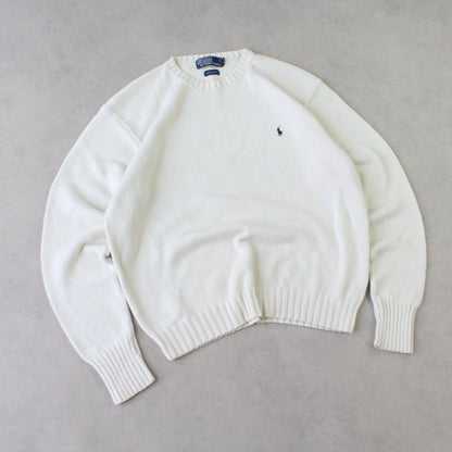 SELTENER Ralph Lauren Pullover aus den 1990ern, Creme – (M)