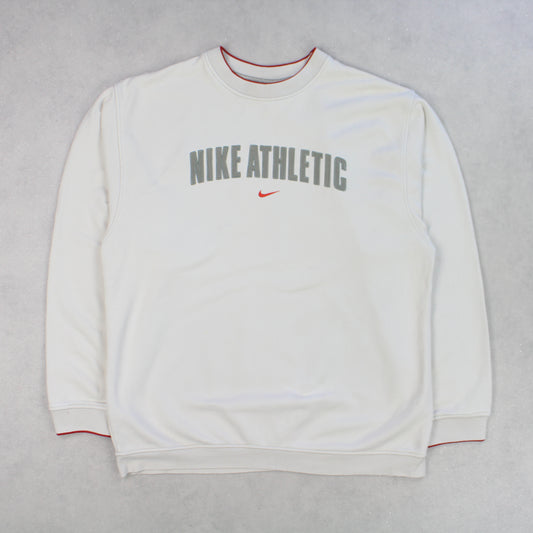 RARE Vintage 00s Nike Spell Out Sweatshirt Cream - (L)