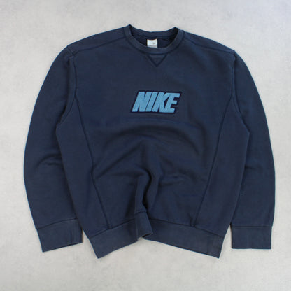 RARE Vintage 00s Nike Spell Out Sweatshirt Navy - (L)