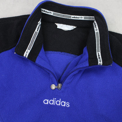 SUPER RARE Vintage 1990s Adidas 1/4 Zip Fleece Blue - (L)