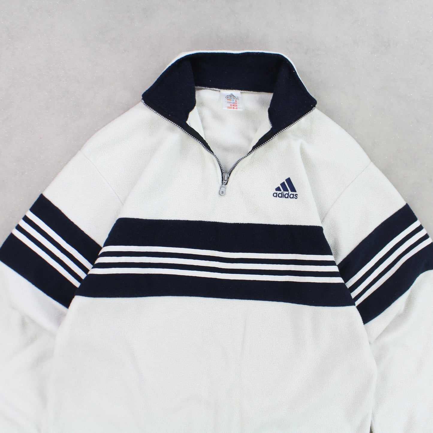 RARE 90s Adidas 1/4 Zip Fleece Cream - (L)