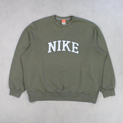 SUPER RARE Vintage 00s Nike Spell Out Sweatshirt Green - (XL)