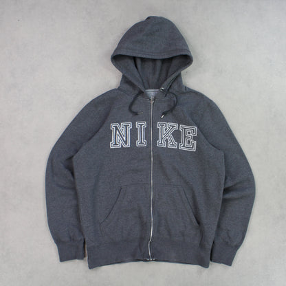 RARE 00s Nike Zip Up Hoodie Grey - (M)