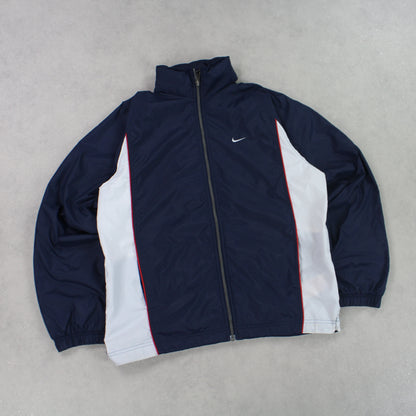 RARE 00s Nike Hooded Track Jacket Navy - (M)