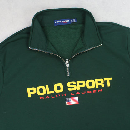 RARE Polo Sport 1/4 Zip Sweatshirt Green - (XXL)