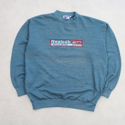 RARE 1990s Reebok Spell Out Sweatshirt Green - (L)