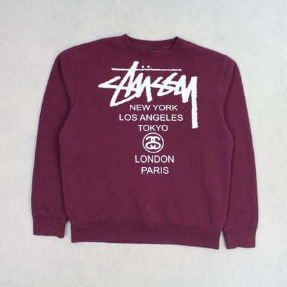 Burgundy Stüssy Spell Out Sweatshirt - (S)