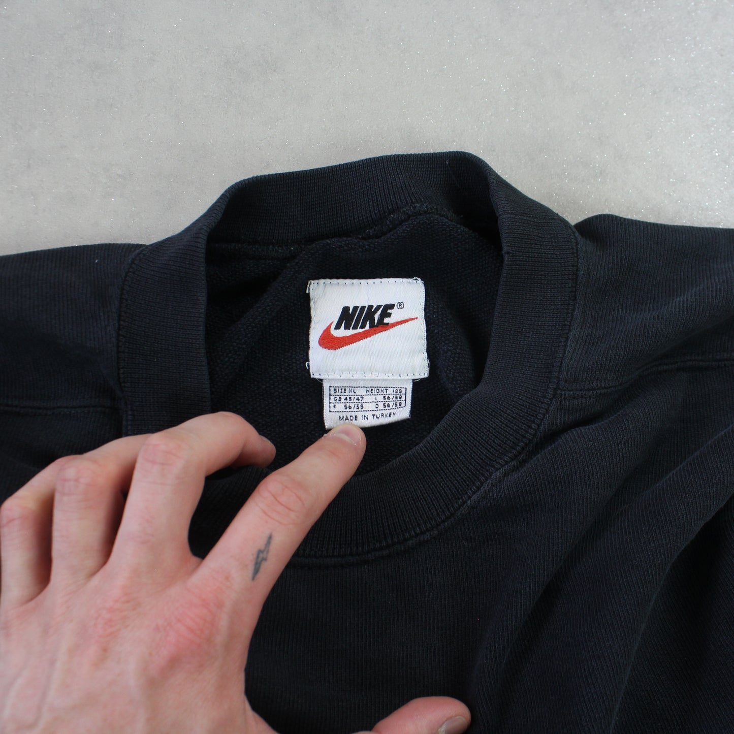 RARE 90s Nike Swoosh Sweatshirt Black - (XL)