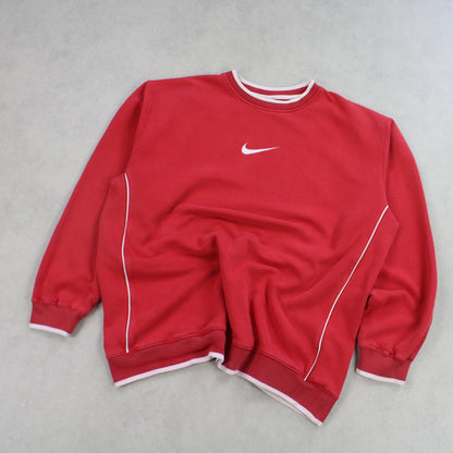 RARE Vintage 00s Nike Swoosh Sweatshirt Red - (XL)