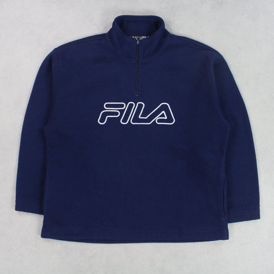 RARE Vintage 1990s Fila 1/4 Zip Fleece Navy - (M)