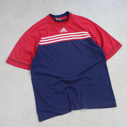 RARE 1990s Vintage Adidas T-Shirt Navy - (S)