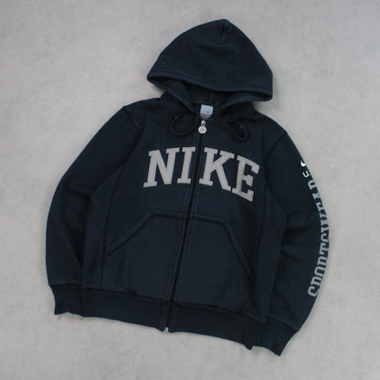 RARE 00s Nike Zip Up Hoodie Black - (S)