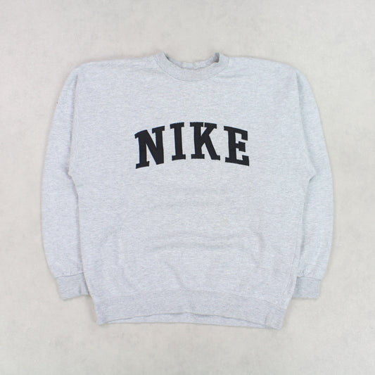 RARE Vintage 1990s Nike Spell Out Sweatshirt Grey - (S)