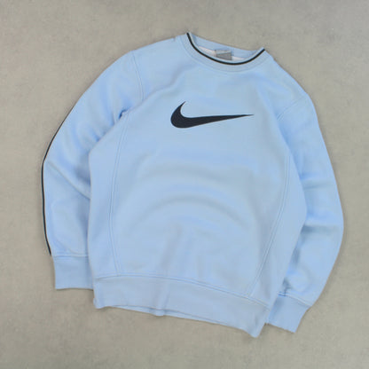 RARE 00s Nike Swoosh Sweatshirt Blue - (XS)