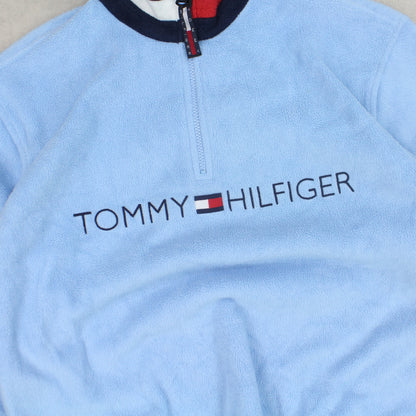 SUPER RARE 1990s Tommy Hilfiger 1/4 Zip Fleece Blue - (M)