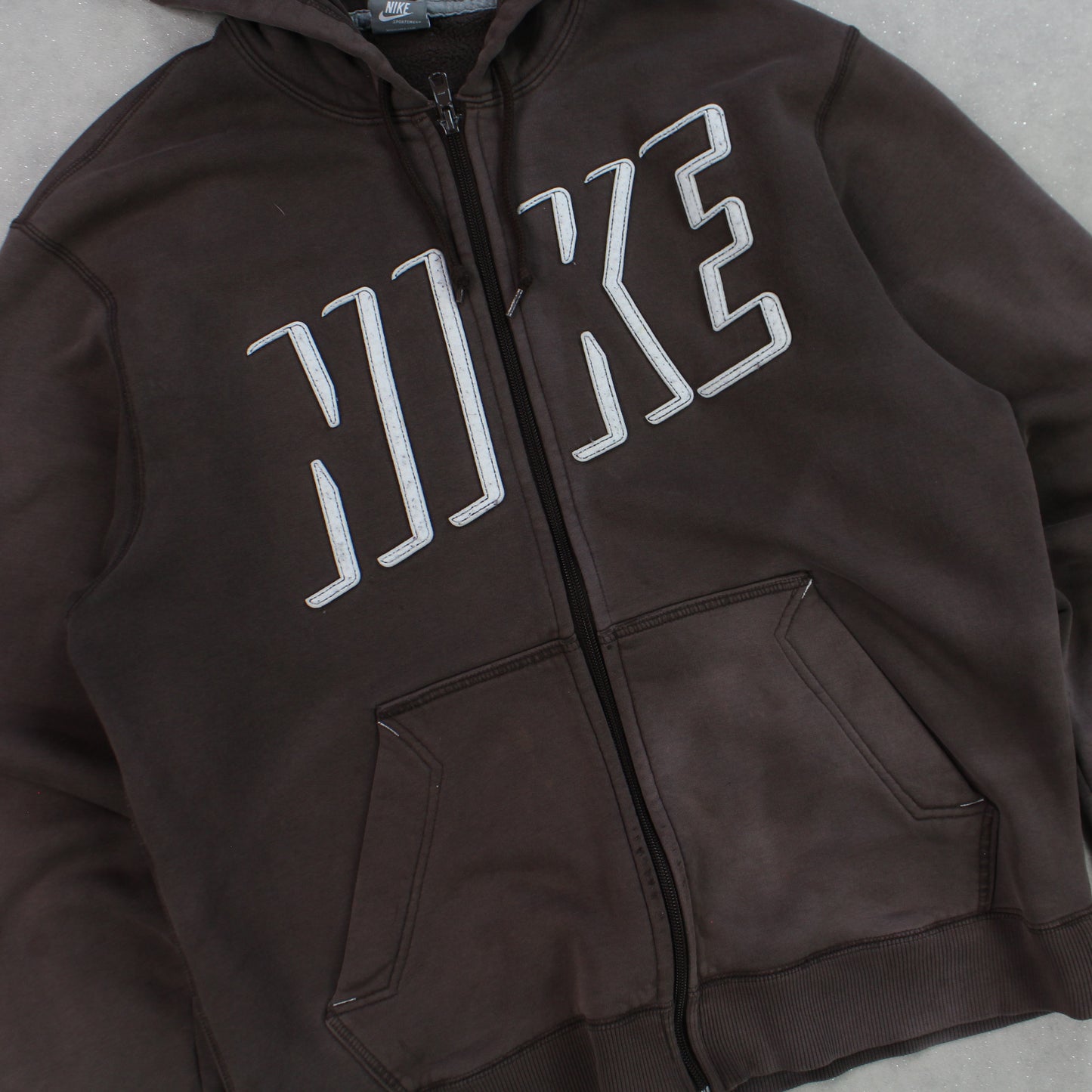 VERY RARE 00s Nike Zip Up Hoodie Brown - (M)