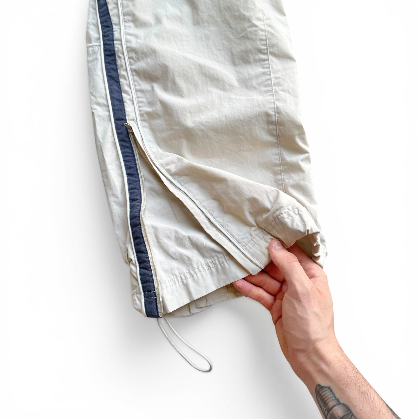 RARE 2000s Baggy Nike Trackpants Cream - (M)