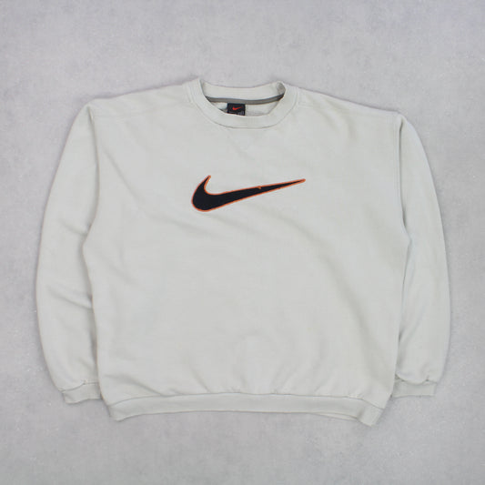 RARE Vintage 1990s Nike Swoosh Sweatshirt Cream - (S)