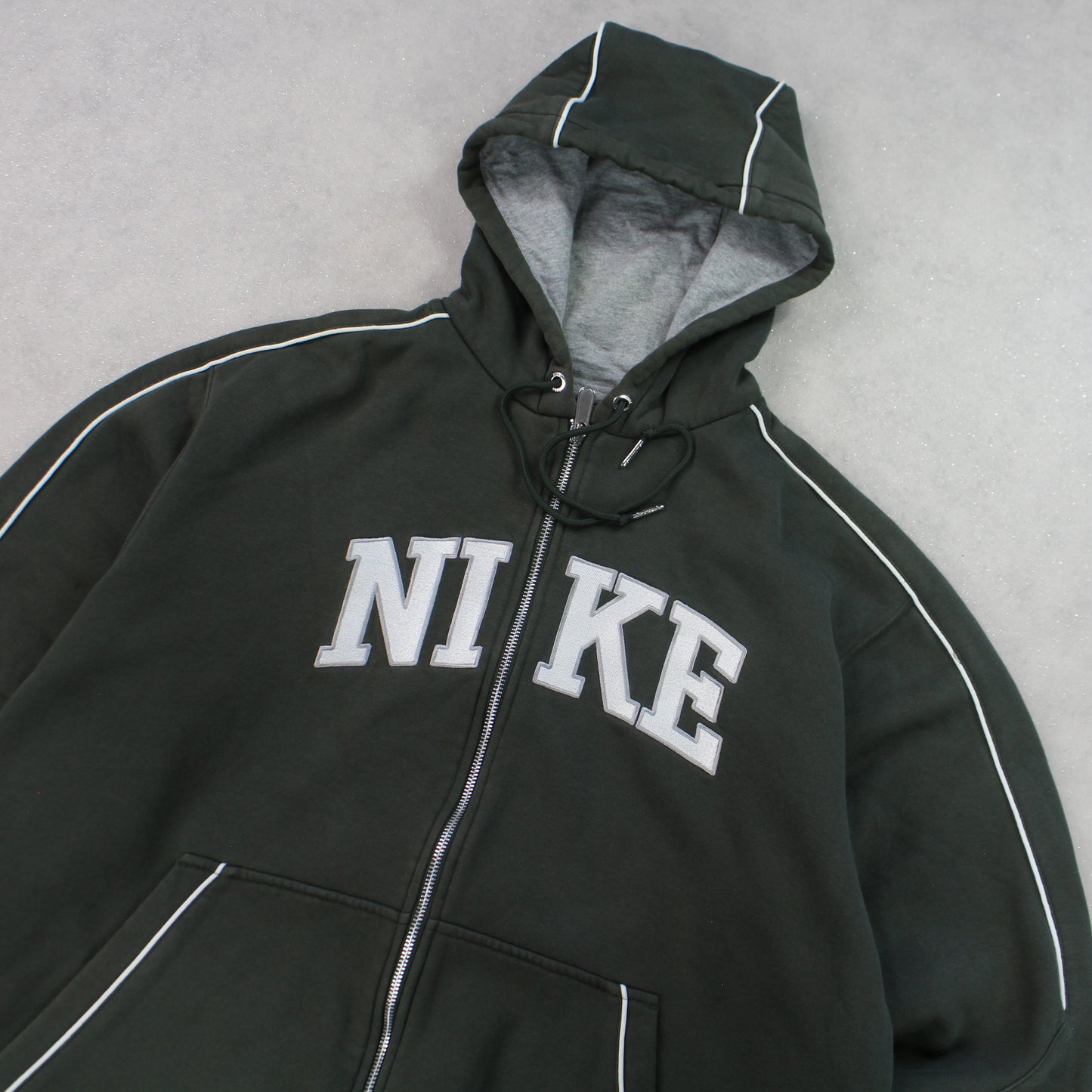 RARE 00s Nike Zip Up Hoodie Green - (L)