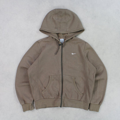 RARE 00s Nike Zip Up Hoodie Brown - (S)