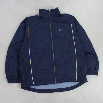 RARE 00s Nike Hooded Track Jacket Navy - (M)