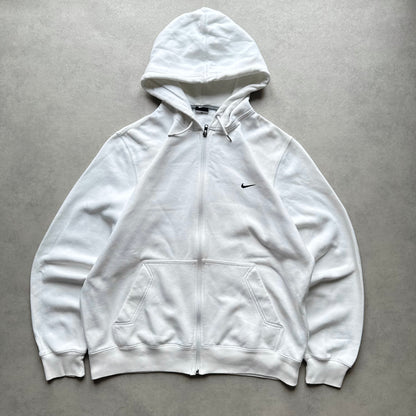 RARE 2000s Nike Zip Hoodie White - (L)