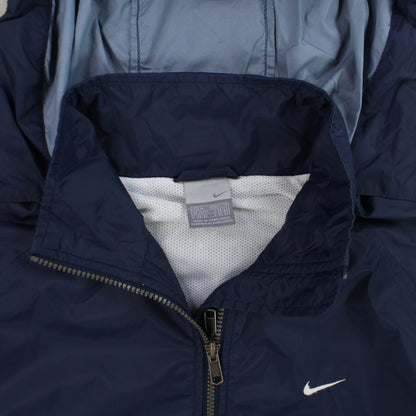 RARE 00s Nike Hooded Track Jacket Navy - (L)