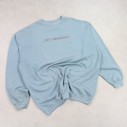 RARE Vintage 1990s Reebok Sweatshirt Blue - (XXL)