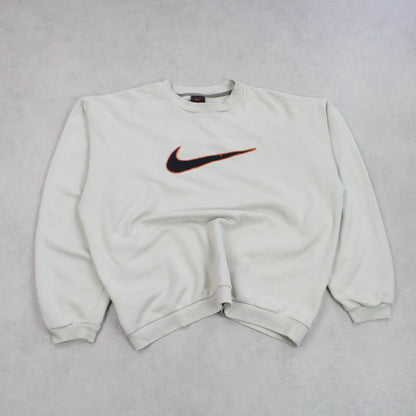 RARE Vintage 1990s Nike Swoosh Sweatshirt Cream - (S)