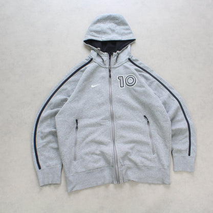SUPER RARE 2000s Nike Zip Up Hoodie Grey - (M)