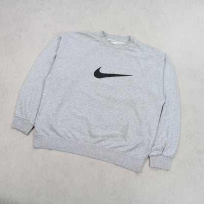 RARE 1990s Nike Swoosh Sweatshirt Grey - (M)