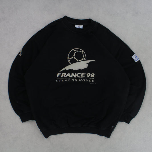 SUPER RARE 1998 Adidas France World Cup Sweatshirt Black - (L)