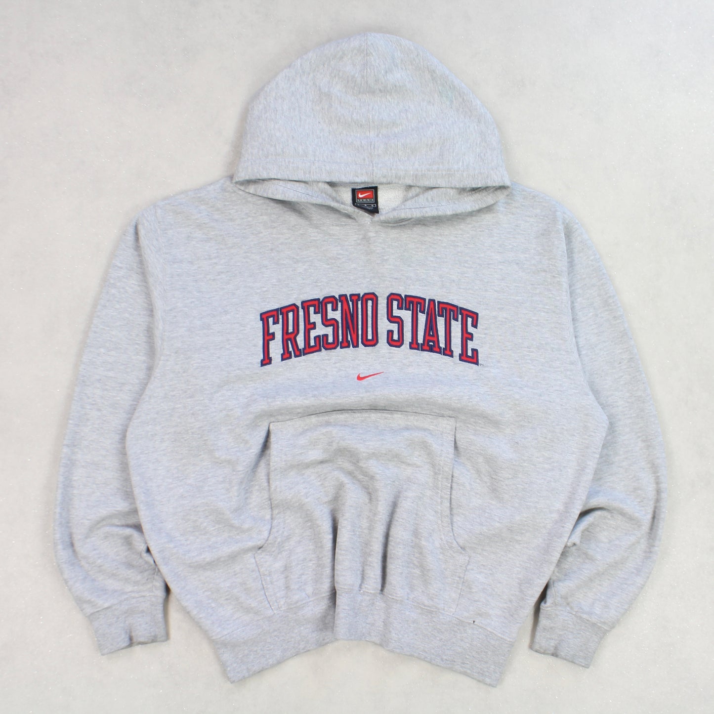 RARE Vintage 1990s Nike Fresno State Spell Out Hoodie Grey - (M)