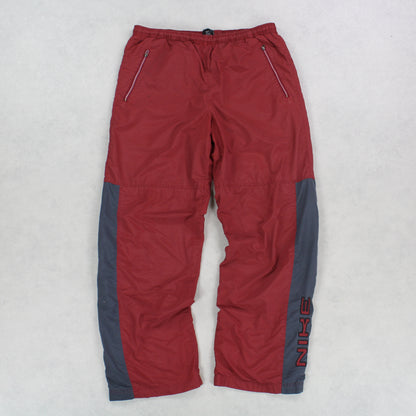 RARE 00s Baggy Nike Trackpants Red - (M)